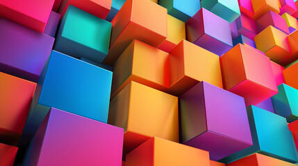 abstract background with colorful 3d cubes, 3d wallpaper 