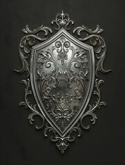 decorative silver shield on background - generative ai