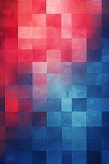 red and blue squares on the background, in the style of soft, blended brushstrokes