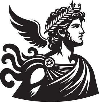 God Apollo illustration. God Phoebus illustration. Simple Apollo black and white illustration. Roman goddess Phoebus. Greek God Apollo. Greek mythology. Roman mythology