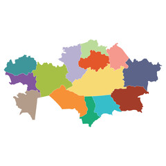 Fototapeta premium Kazakhstan map. Map of Kazakhstan in administrative provinces in multicolor