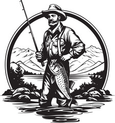 Catching Dreams Fishermans Big Fish Vector Design Sail to the Horizon Big Fish Vector Icon Adventure