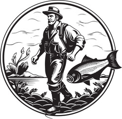 Anchored in Success Big Fish Vector Logo Captains Triumph Fishermans Vector Design