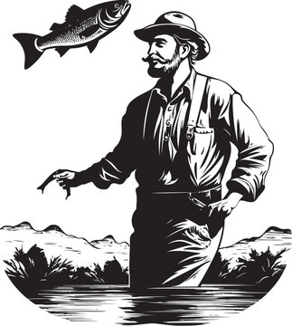 Nautical Domination Fisherman Vector Illustration Seafaring Victory Vector Fisherman Crest