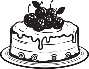 Juicy Indulgence Berries and Cherries Cake Vector Logo Summertime Treat Cherry Berry Cake Vector Design