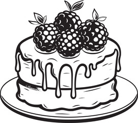 Summertime Treat Cherry Berry Cake Vector Design Delectable Delight Cake with Berries Vector Icon