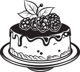 Wholesome Confection Berries and Cherries Cake Vector Logo Luscious Temptation Cherry Berry Cake Vector Design