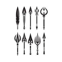 Ancient Spear Silhouette Collection - Capturing the Essence of Warrior Spirit with Spear Illustration - Minimallest Spear Vector
