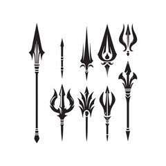 Enigmatic Spear Silhouette Compilation - A Visual Journey into the History of Warfare with Spear Illustration - Minimallest Spear Vector
