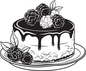 Festive Temptation Vector Graphics of Cake with Cherries Indulgent Pleasure Cherry Berry Cake Vector Logo