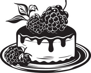 Luscious Temptation Logo of Cake with Cherries Berrylicious Delight Vector Icon of Cherry Berry Cake