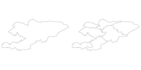 Kyrgyzstan map. Map of Kyrgyzstan in white set
