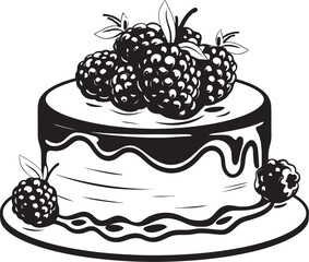 Indulgent Pleasure Cherry Berry Cake Vector Design Sweet Symphony Logo of Cake with Berries