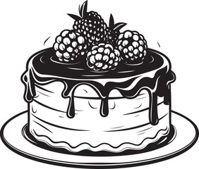 Berrylicious Delight Vector Graphics of Summertime Cake Cherry Berry Fantasy Icon of Berries and Cherries Cake
