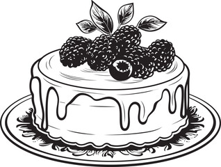 Juicy Indulgence Berries and Cherries Cake Vector Graphics Summertime Treat Cherry Berry Cake Vector Logo