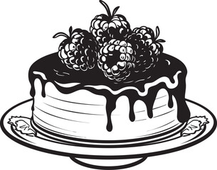 Sweet Sensation Berries and Cherries Cake Vector Logo Berry Burst Vector Design of Cake with Cherries