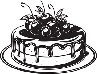 Blissful Bites Cherry Berry Cake Vector Graphics Dreamy Delicacy Summertime Cake Vector Design