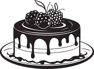 Tempting Delight Vector Design of Cake with Berries Blissful Bites Cherry Berry Cake Vector Graphics