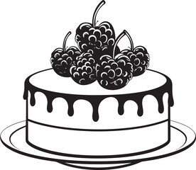 Cherry Berry Fantasy Vector Design of Delicious Cake Divine Confection Summertime Cake Vector Graphics