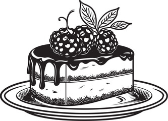 Tempting Delight Logo of Cake with Cherries Blissful Bites Vector Graphics of Cherry Berry Cake