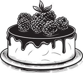 Wholesome Temptation Summertime Cake Vector Design Tempting Delight Logo of Cake with Cherries