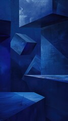 Futuristic Abstract Blue Geometric Shapes Artwork
