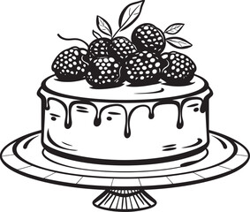 Cherry Berry Bliss Vector Design of Luscious Cake Berry Bursting Festivity Cake with Cherries and Berries Vector Symbol