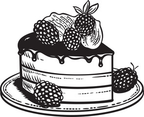 Summertime Berry Bonanza Vector Illustration of Festive Cake Cherry Berry Indulgence Vector Logo of Decadent Cake