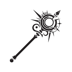 Dynamic Staff Weapon Silhouette Ensemble - Crafting Shadows of Martial Prowess and Mastery with Staff Illustration - Minimallest Staff Vector
