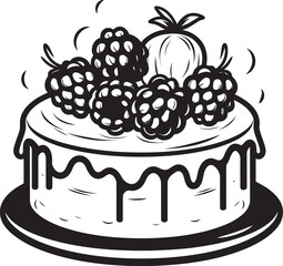 Sweet Symphony Cake with Cherries and Berries Vector Illustration Cherry Berry Euphoria Vector Logo of Cake Extravaganza