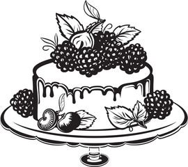 Sweet Treat Sensation Cake with Cherries and Berries Vector Design Cherry Berry Bliss Vector Iconic Cake Graphics