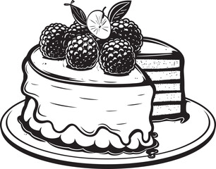 Wholesome Dessert Delight Cake with Cherries and Berries Vector Design Luscious Berry Bonanza Cake with Cherries and Berries Vector Icon