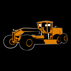 Road grader construction mine digging machine vector