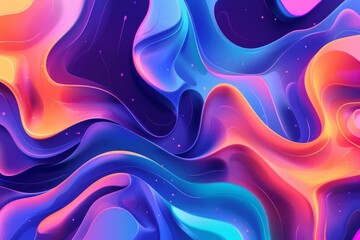 Fluid Abstract Shapes in Colorful Gradient, Modern Movement 2D Illustration