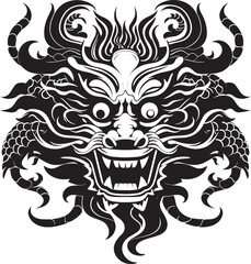 Imperial Dragon Majesty Chinese New Year Vector Graphics Lunar Blessings Dragon Vector Icon for Chinese New Year