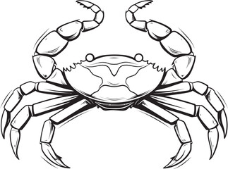 Coastal Commander Crab Vector Design with Thick Outline Crustacean Chronicle Thick Line Crab Graphics