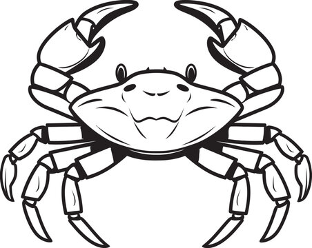 Nautical Nobility Bold Outline Crab Design Shellfish Sovereignty Crab Vector Logo with Thick Lines