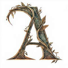 Fantasy style logo letter A illustration on a white background. AI generated