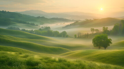 Fototapeta premium landscape with fog