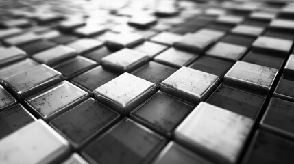Monochrome grid of pixel squares in varying shades from white to black