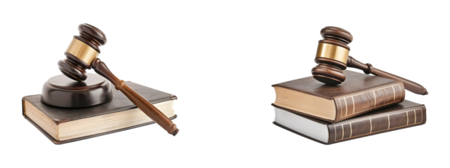 Set of Legal Gavel on Law Books On Transparent Background