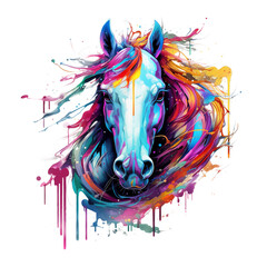 Painting of horse head on a clean background, Png for Sublimation Printing, Wild Animals, Illustration, Generative AI.