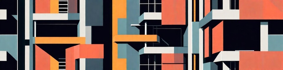 Abstract drawn in minimalist flat style illustration wall of multi-story building. Background for banner, poster, website header, space for text.