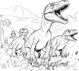 Roaring Reptiles Vector Design with Captivating Dinosaur Coloring Pages Lineart Cretaceous Canvas Dinosaur Coloring Pages Lineart Vector Icon