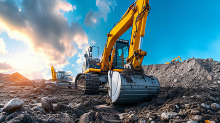 excavator digs the ground