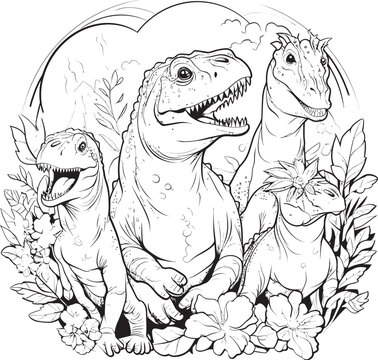 Mesozoic Masterpieces Vector Design for Dinosaur Line Art Coloring Pages Jurassic Journey Dinosaur Line Art Coloring Pages Vector Icon