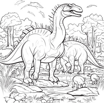 Cretaceous Canvas Vector Graphics for Dinosaur Line Art Coloring Pages Tyrannosaurus Triumph Line Art Coloring Pages Vector Logo with Dinosaurs