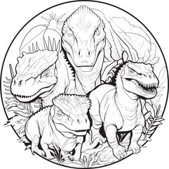 Prehistoric Paradise Vector Graphics for Dinosaur Line Art Coloring Pages Rexs Realm Line Art Coloring Pages Vector Logo with Dinosaurs