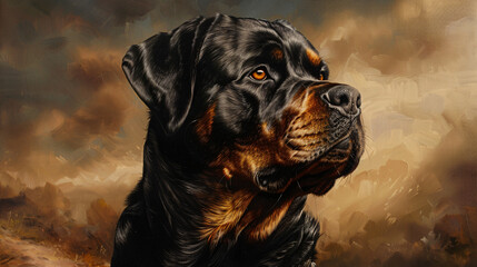 the strength and dignity of an adult Rottweiler - obrazy, fototapety, plakaty