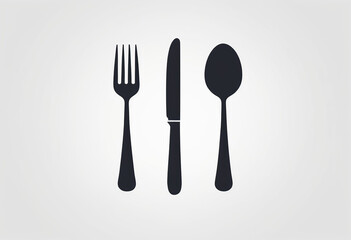 Modern and Stylish Cutlery Icons in Linear and Silhouette Style: Flat Vector Illustration